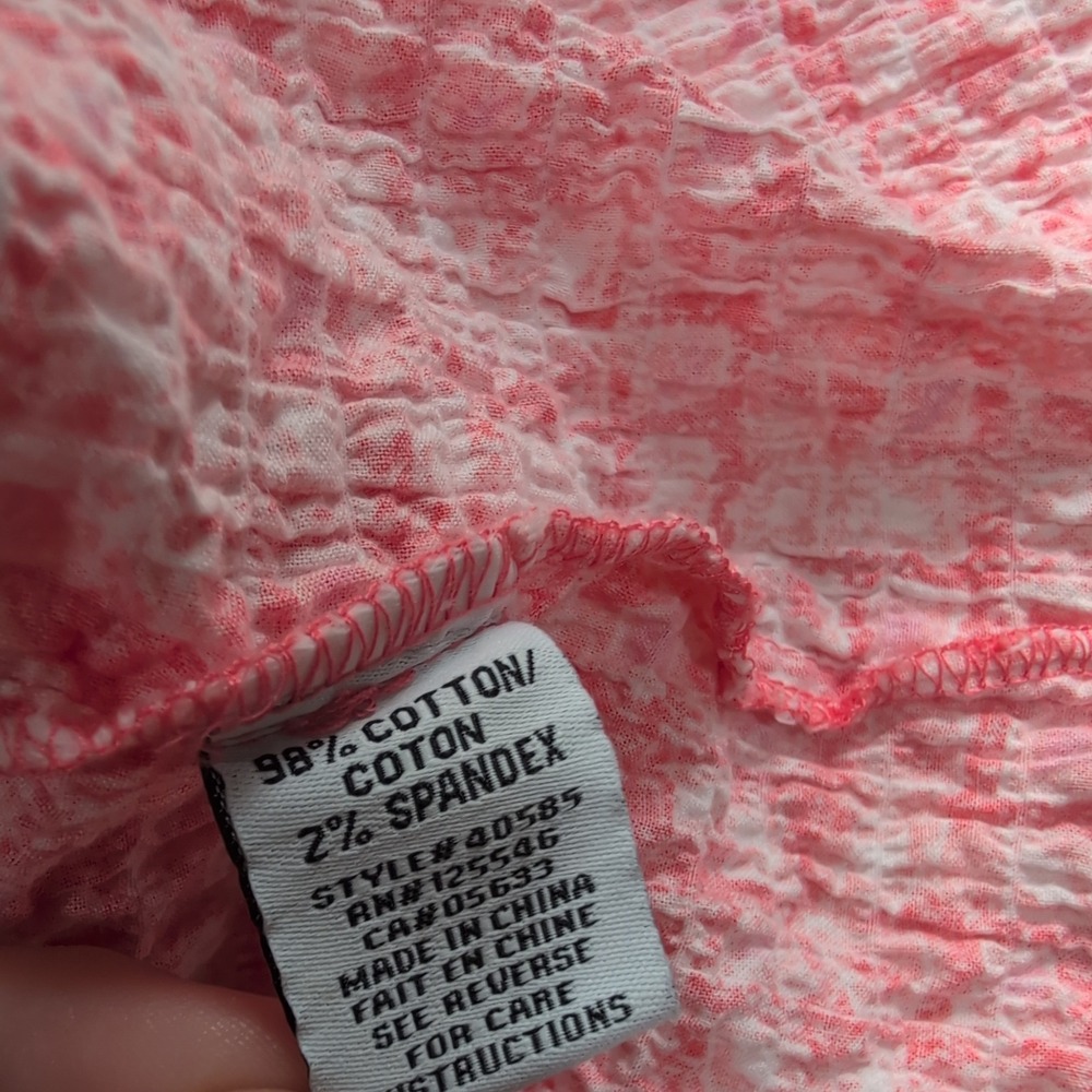 Habitat Clothes to Live In Coral Pink Seersucker Button Front Tunic Dress XXL - Picture 7 of 11